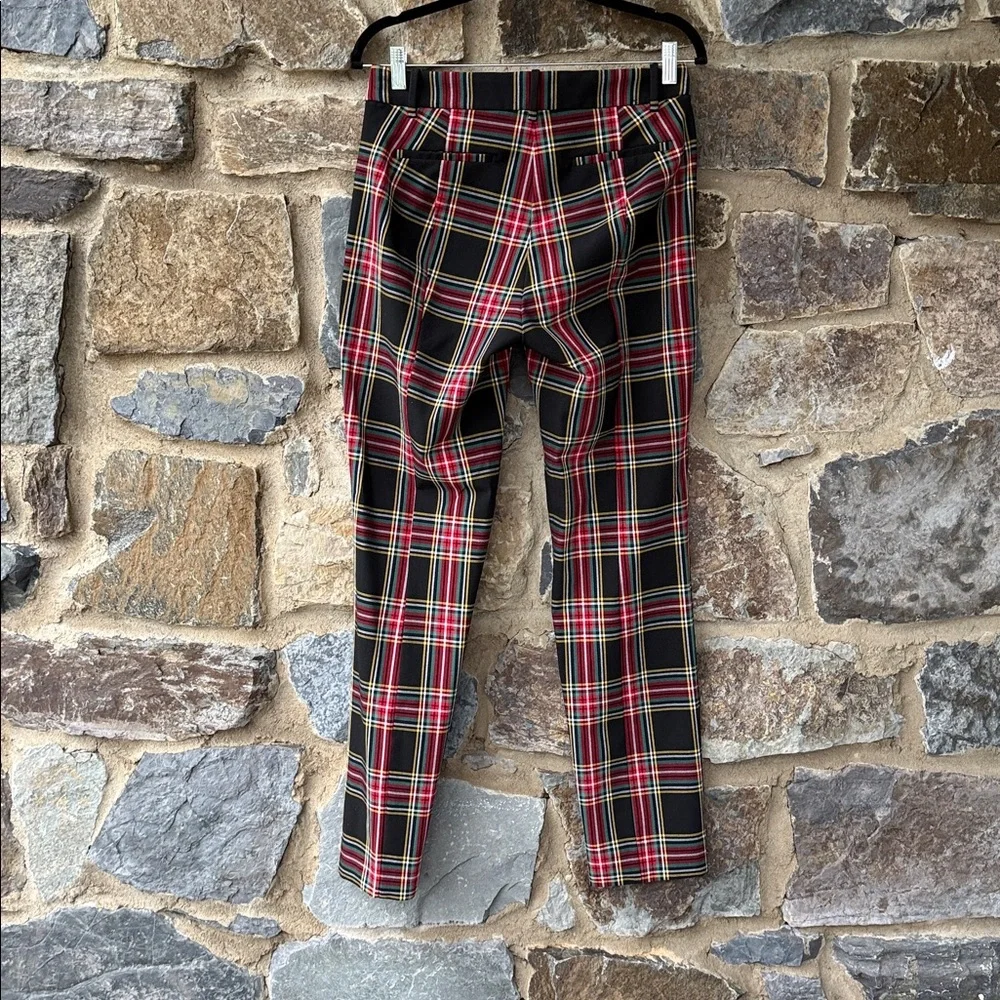 J.Crew Ruby Plaid Pants Black Stewart Tartan Size 6 Holiday Stretch Slim Fit